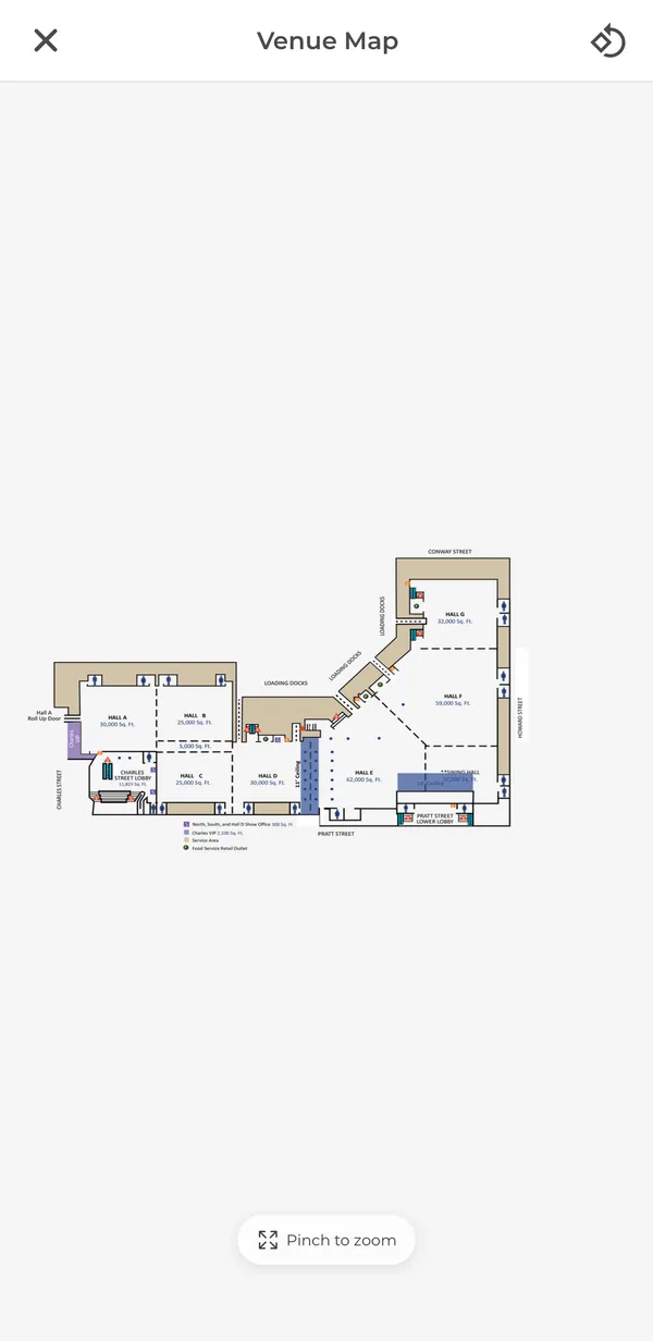 Venue floor plan with pinch to zoom